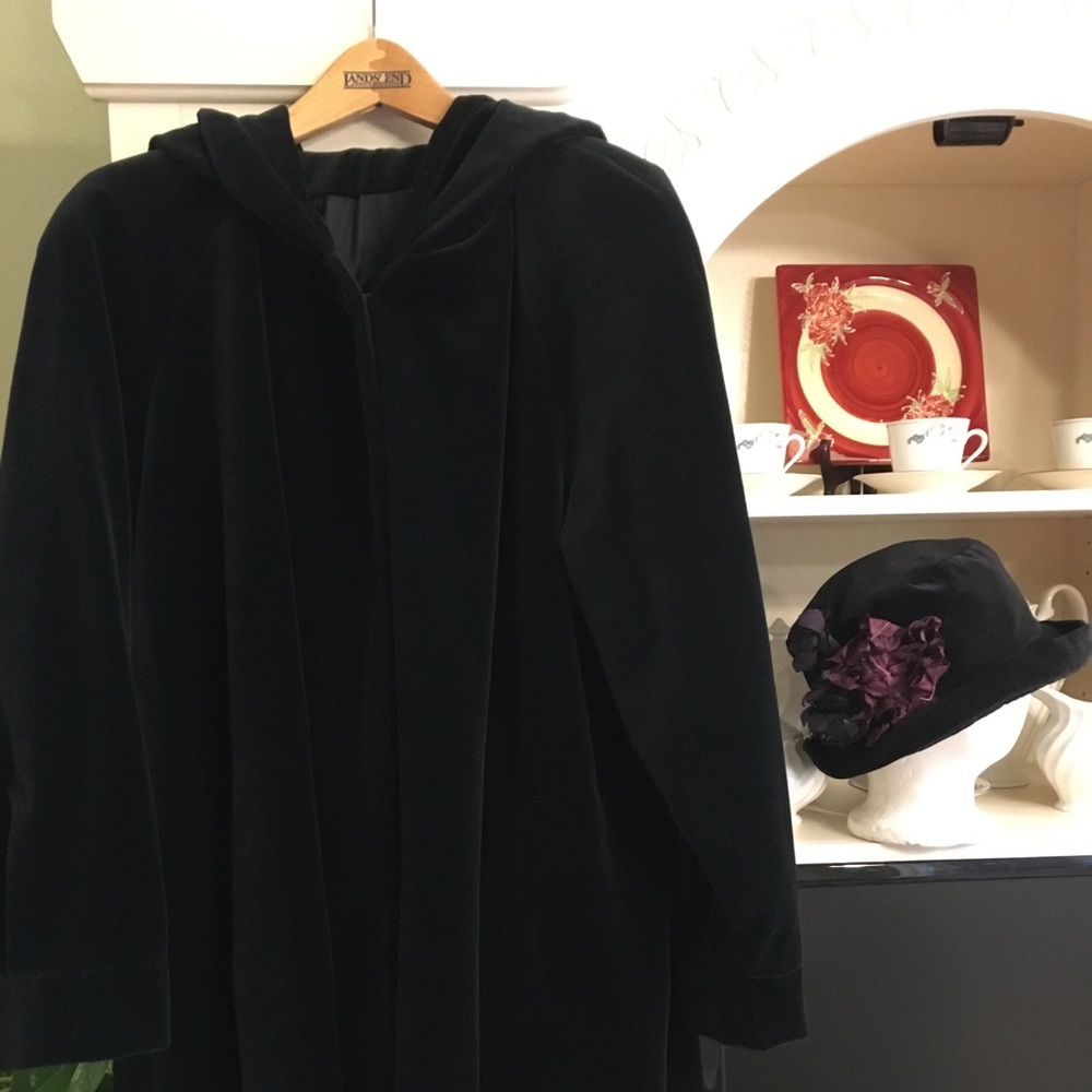 Velveteen coat & hat.